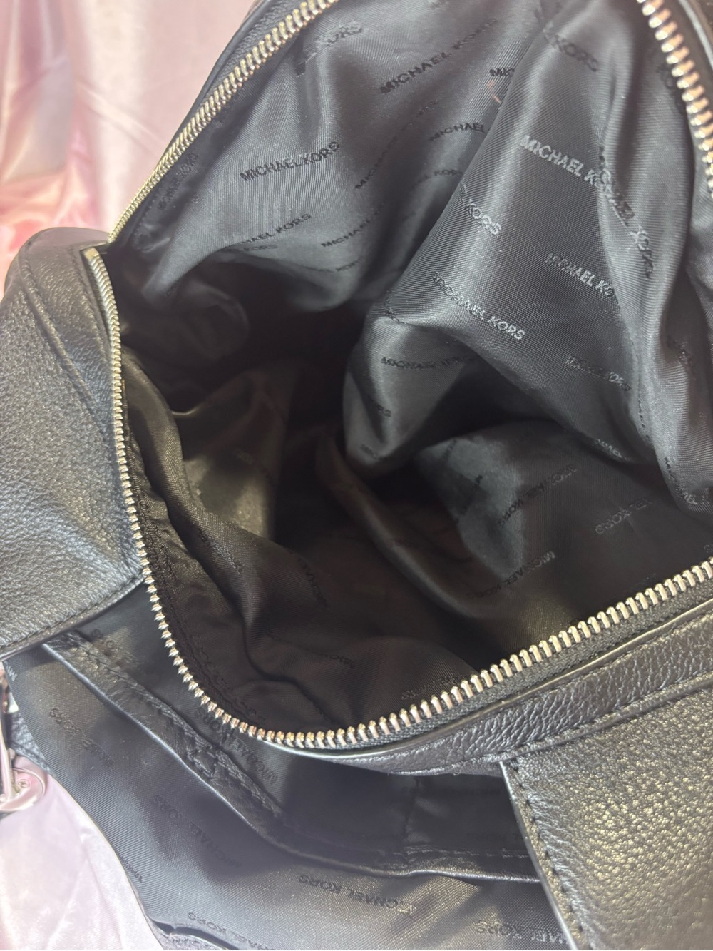 Michael Kors Black Pebbled Leather Shoulder Bag with Silver Hardware - Picture 7 of 10